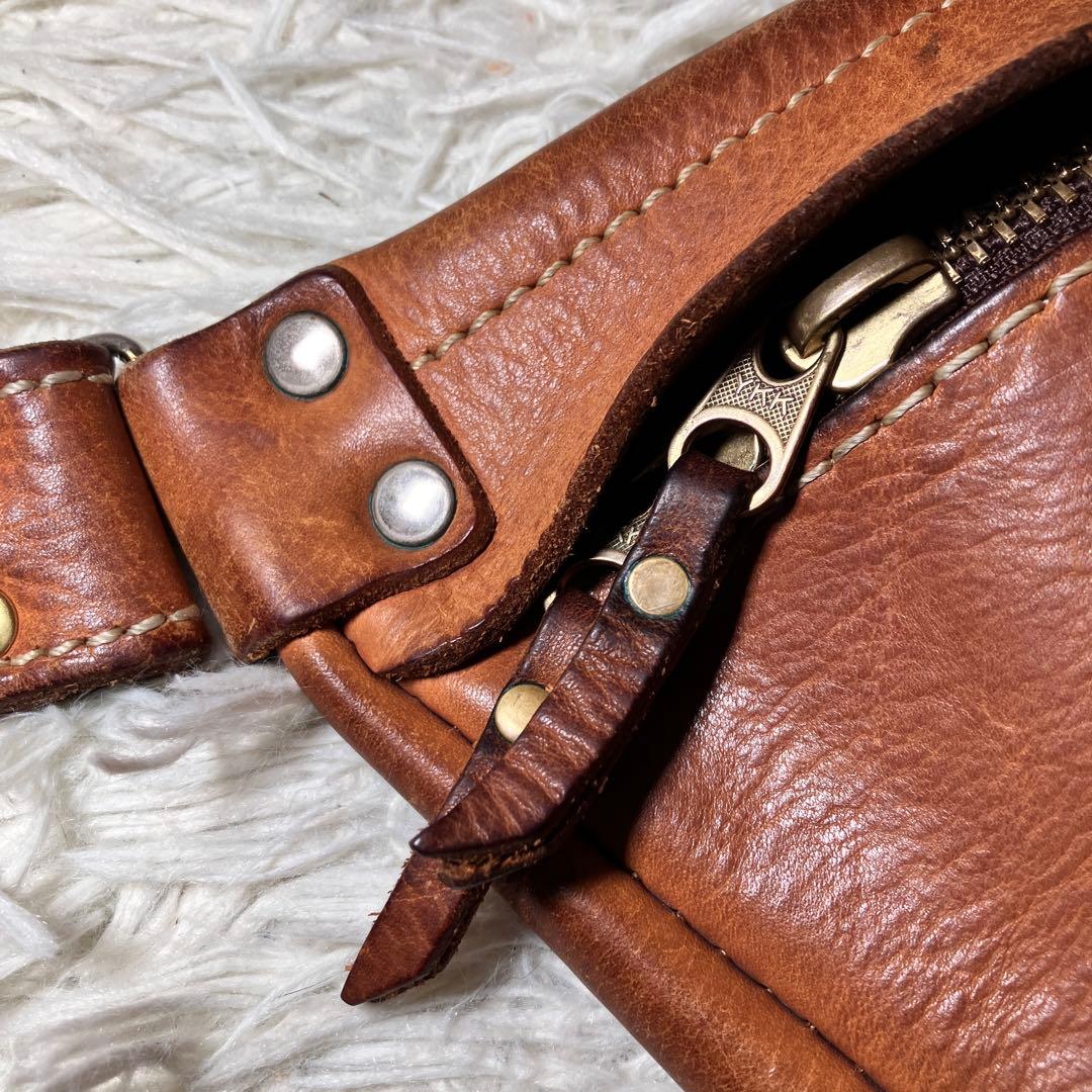 ☆旧品番 貴重☆ HERZ ヘルツ F-6 三日月ボディバッグ タンドー 本革