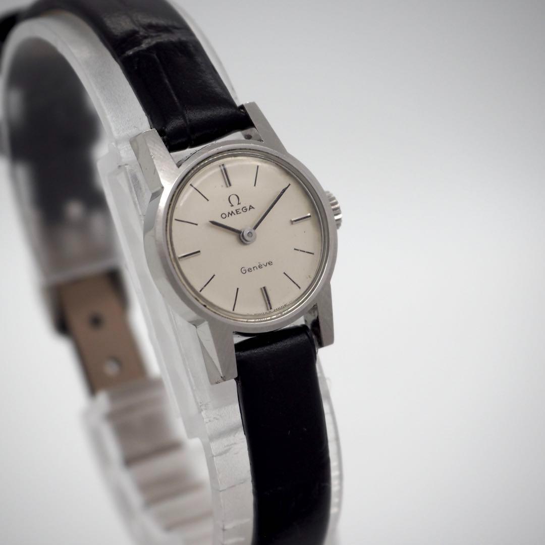 144 OMEGA 時計　Genève 手巻き 新品ベルト レディース　シルバー