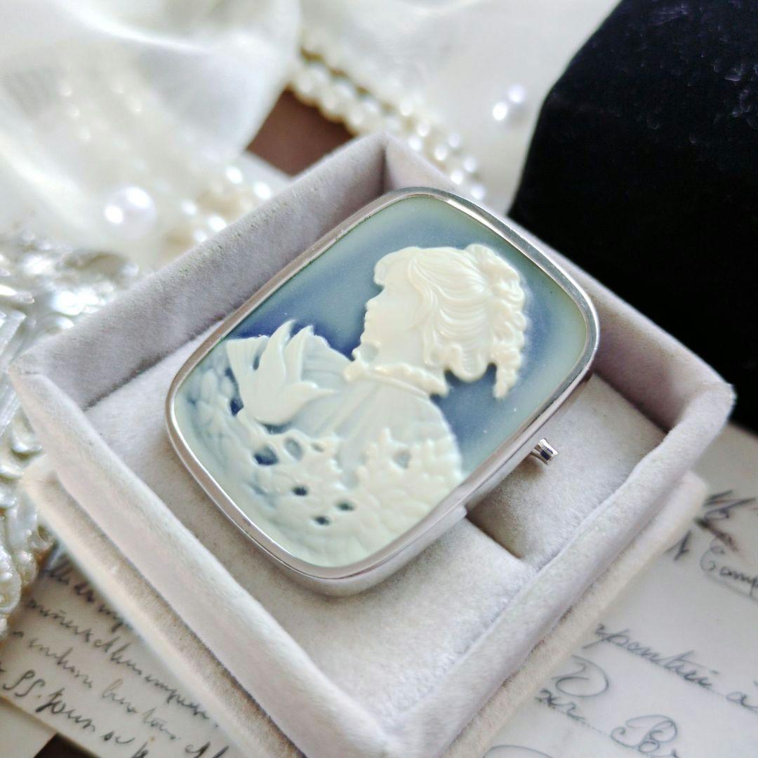 ドイツ ストーン メノウ カメオ ブローチ ペンダント CAMEO SILVER