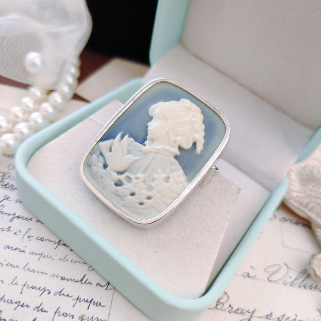 ドイツ ストーン メノウ カメオ ブローチ ペンダント CAMEO SILVER