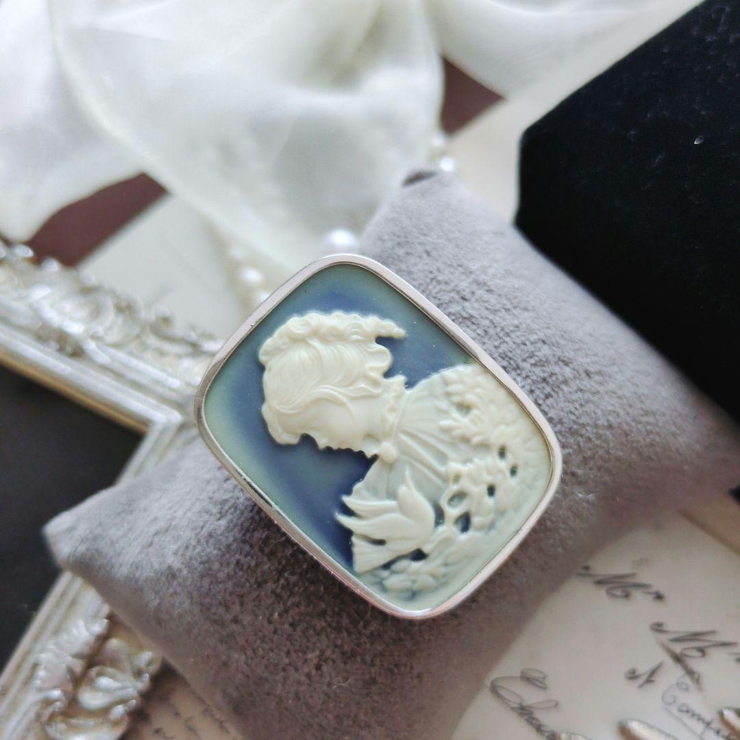 ドイツ ストーン メノウ カメオ ブローチ ペンダント CAMEO SILVER