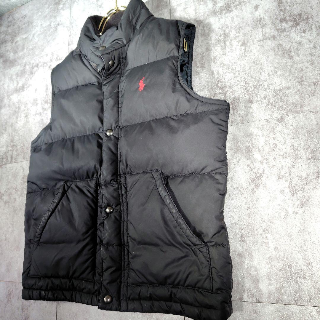 ポロ・ラルフ・ローレン レディース　ブラックダウンベスト　刺繍　12-14