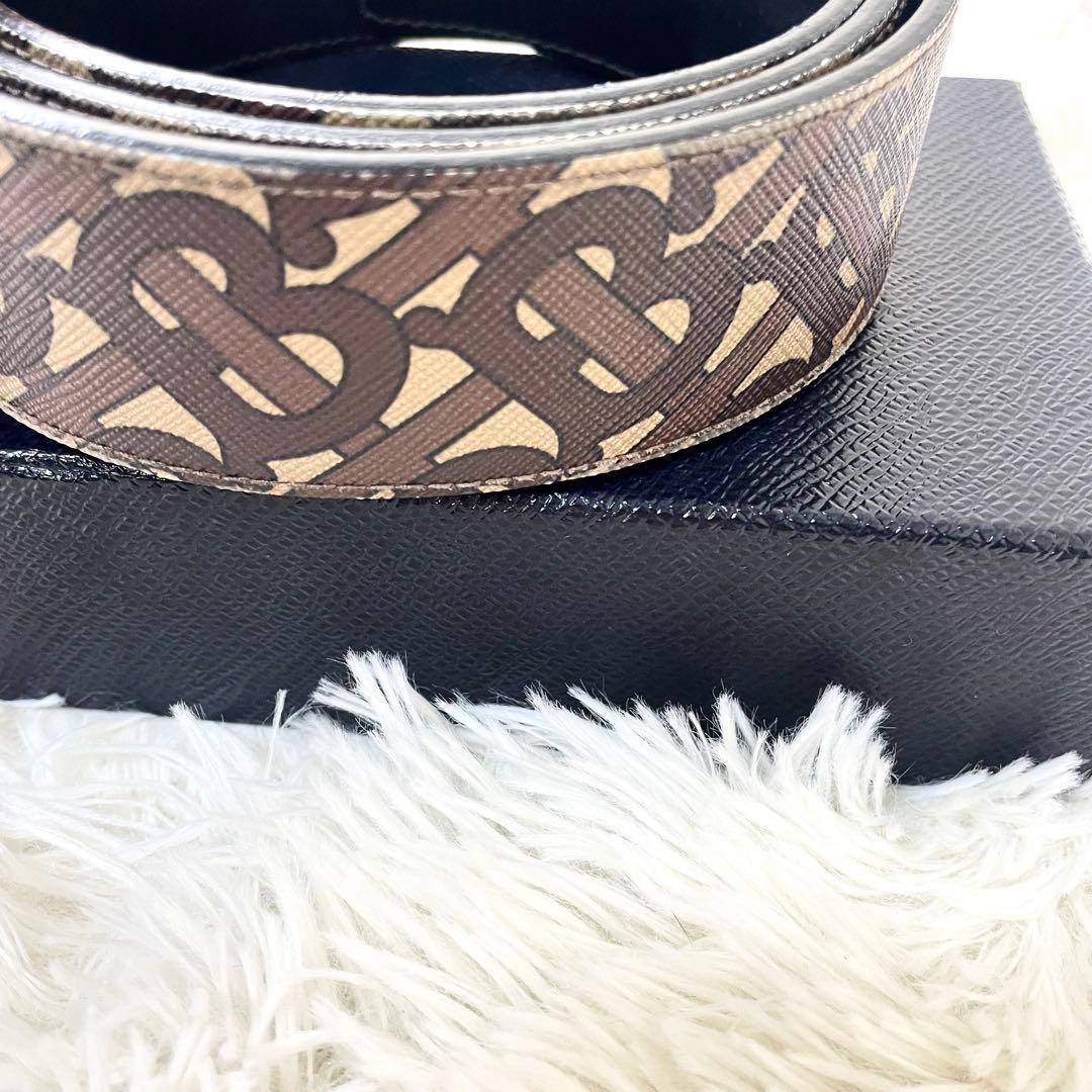 バーバリー　BURBERRY メンズ　ベルト　TBバックル　シルバー　総柄