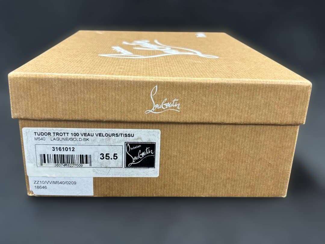 ☆ビジュー付☆ルブタン ハイヒール 35 1/2 パンプス チャンキー 刺繍風