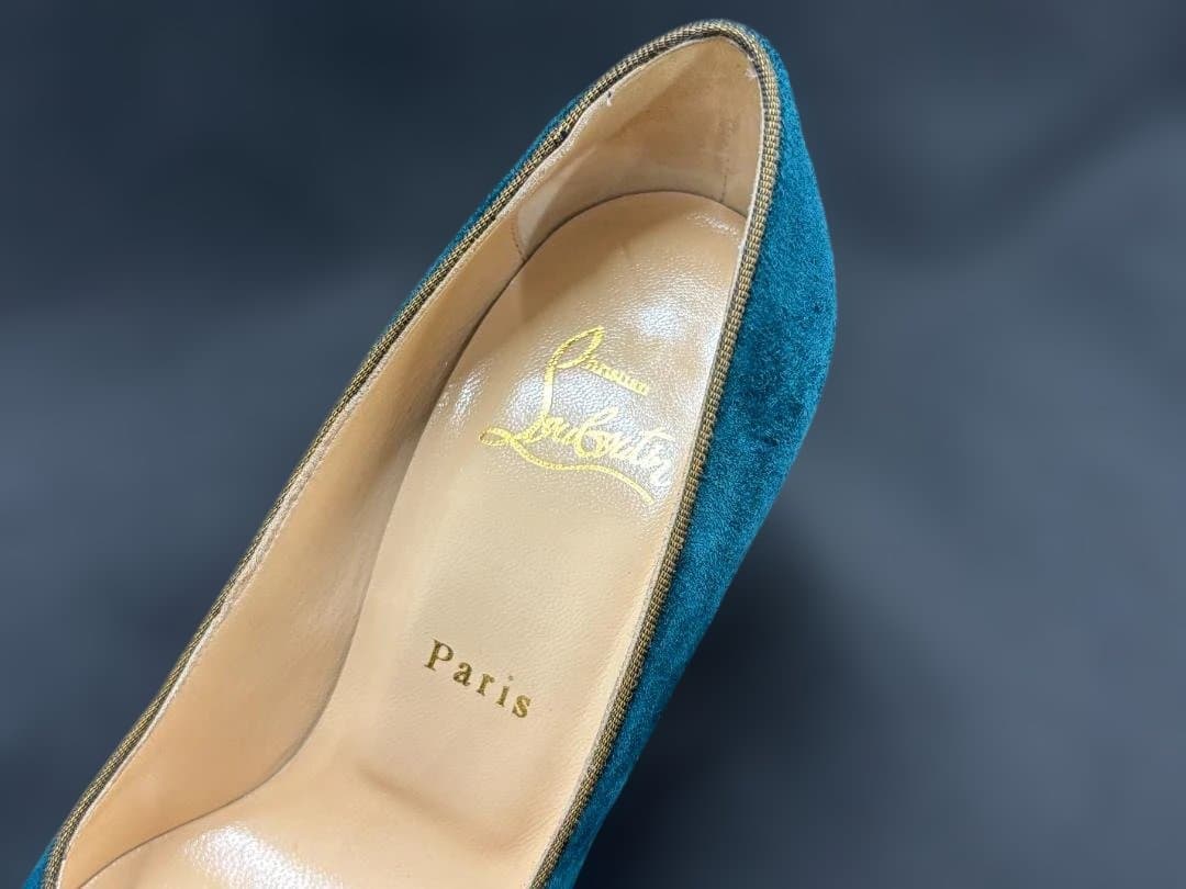 ☆ビジュー付☆ルブタン ハイヒール 35 1/2 パンプス チャンキー 刺繍風