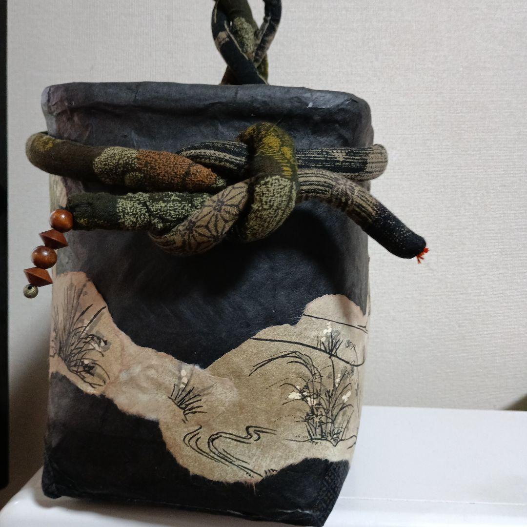 ■世界にひとつ■　一閑張り　柿渋　鳥獣戯画　黒