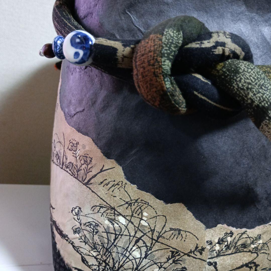 ■世界にひとつ■　一閑張り　柿渋　鳥獣戯画　黒