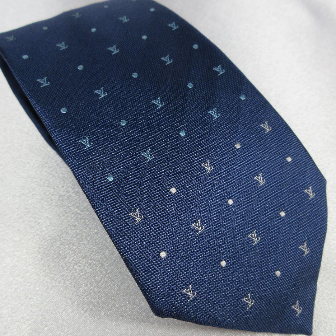 ルイヴィトン　LV　ドット　ネイビー　ネクタイ
