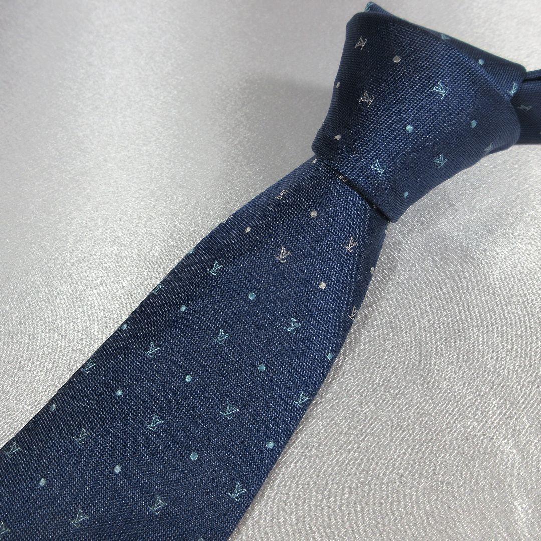 ルイヴィトン　LV　ドット　ネイビー　ネクタイ