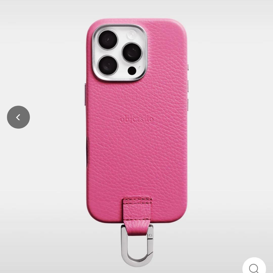 objcts.ioスマホショルダーレザーストラップ + iPhoneケースピンク