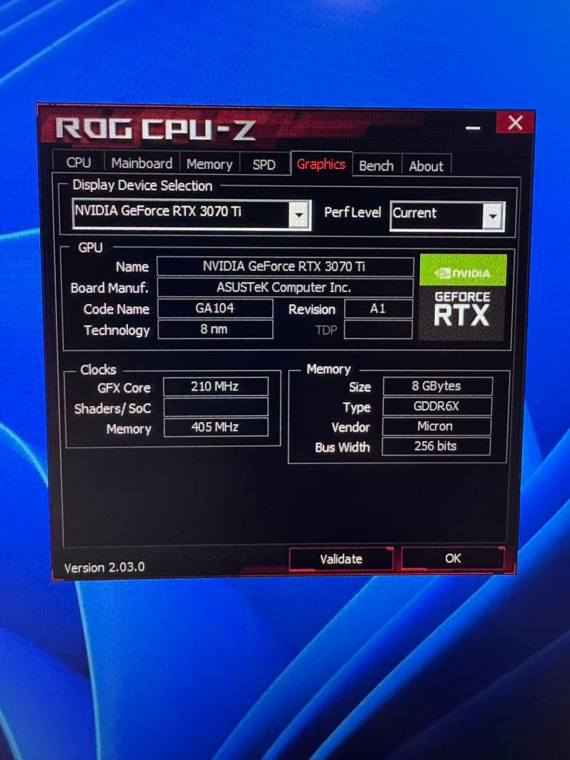 ASUS TUF GAMING RTX3070ti 中古品