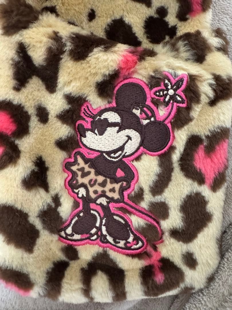 ミニーマウス ヒョウ柄 マフラーキャップ