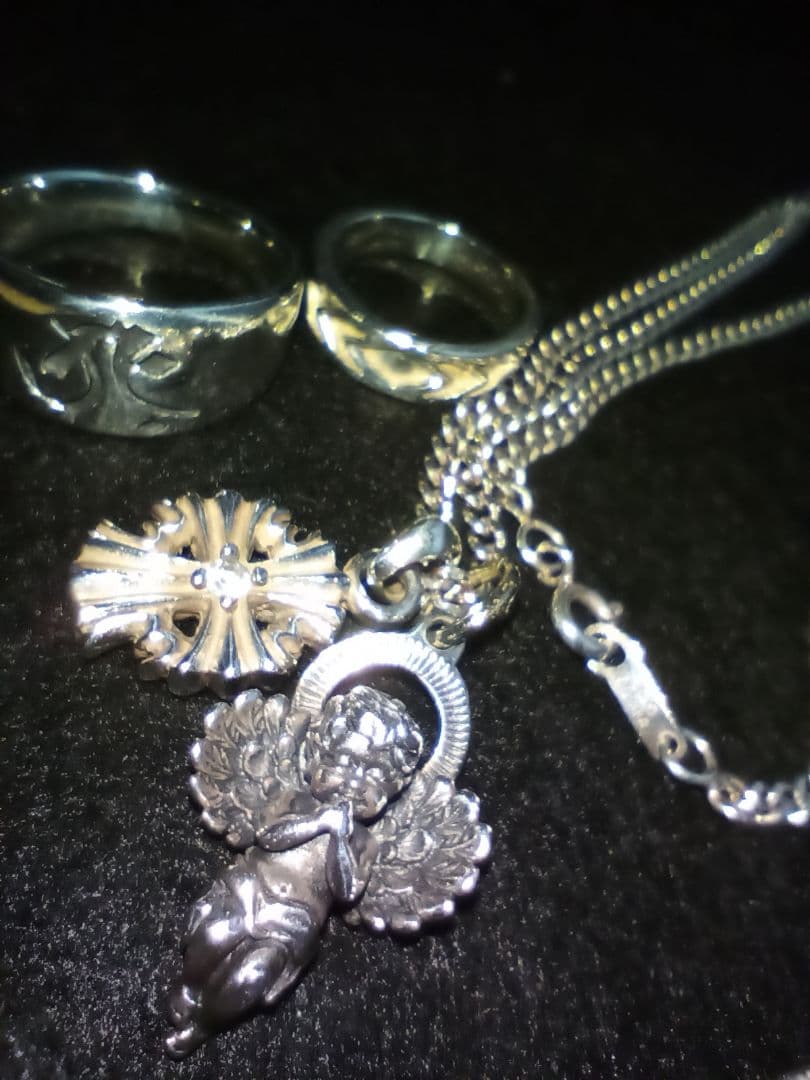 ※ミラーsilver925 豪華3点セット 梵字 ＆ エンジェル＆クロス