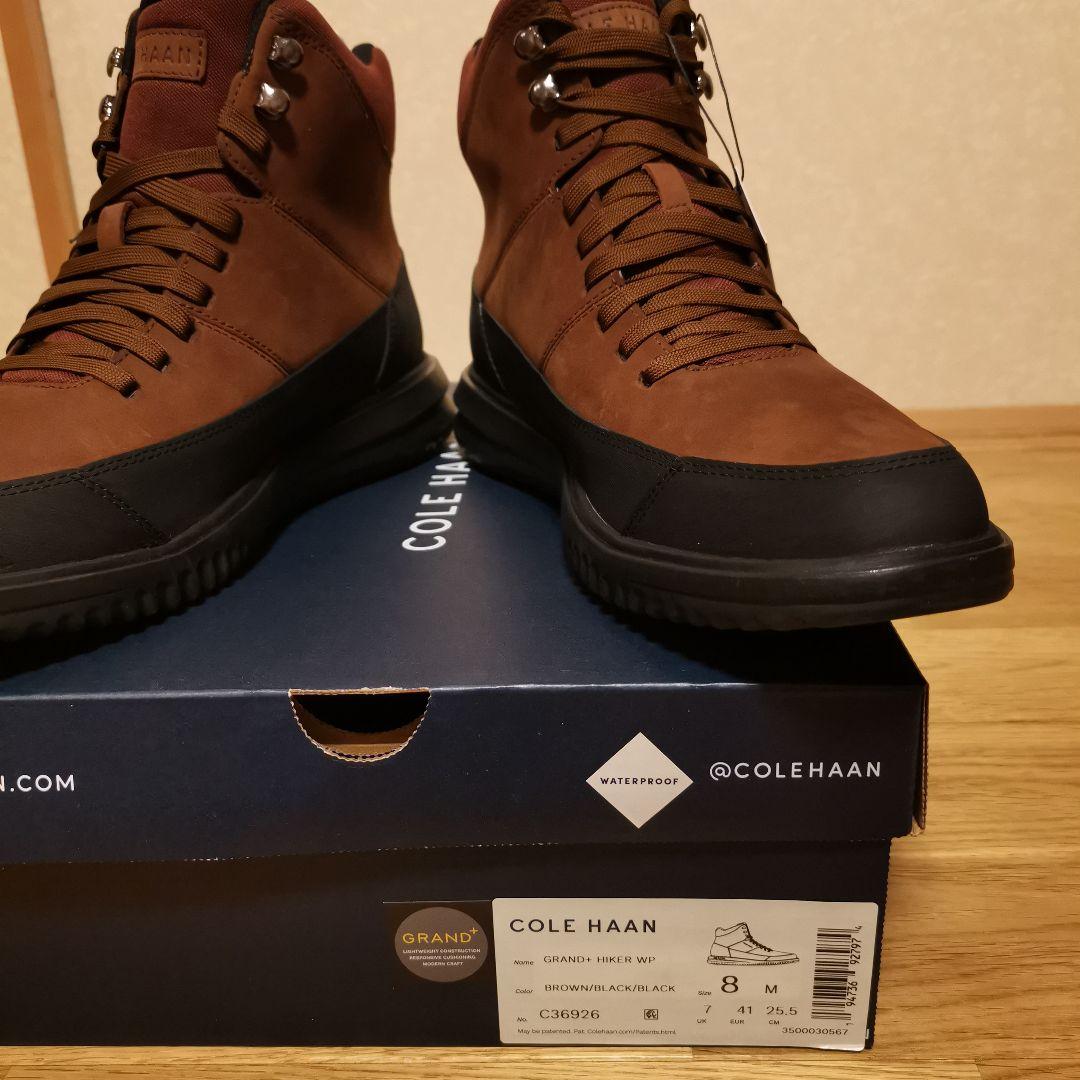 気まぐれ値下 新品)コールハーン GRAND+HIKER WP 茶 25.5