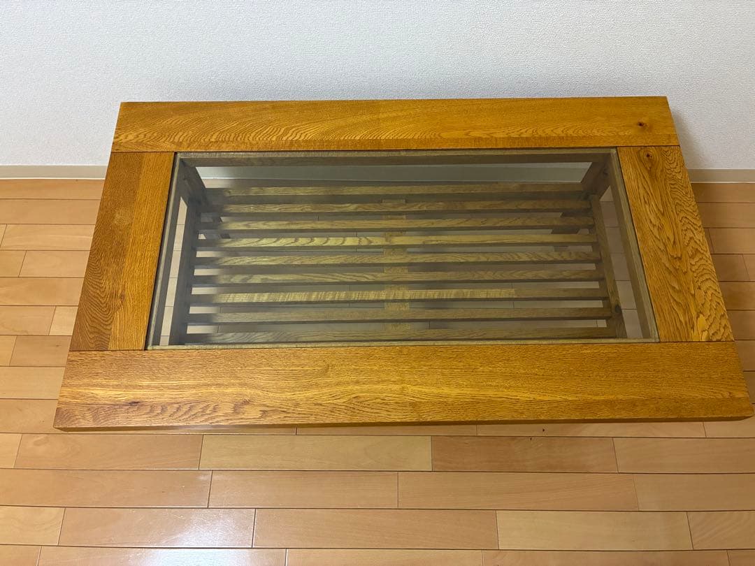 【廃盤】クラッシュゲート　センターテーブル　天然木 ガラス リビングテーブル