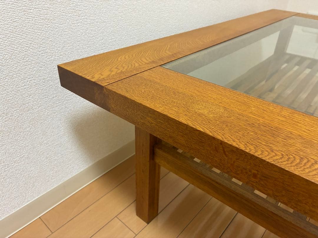 【廃盤】クラッシュゲート　センターテーブル　天然木 ガラス リビングテーブル