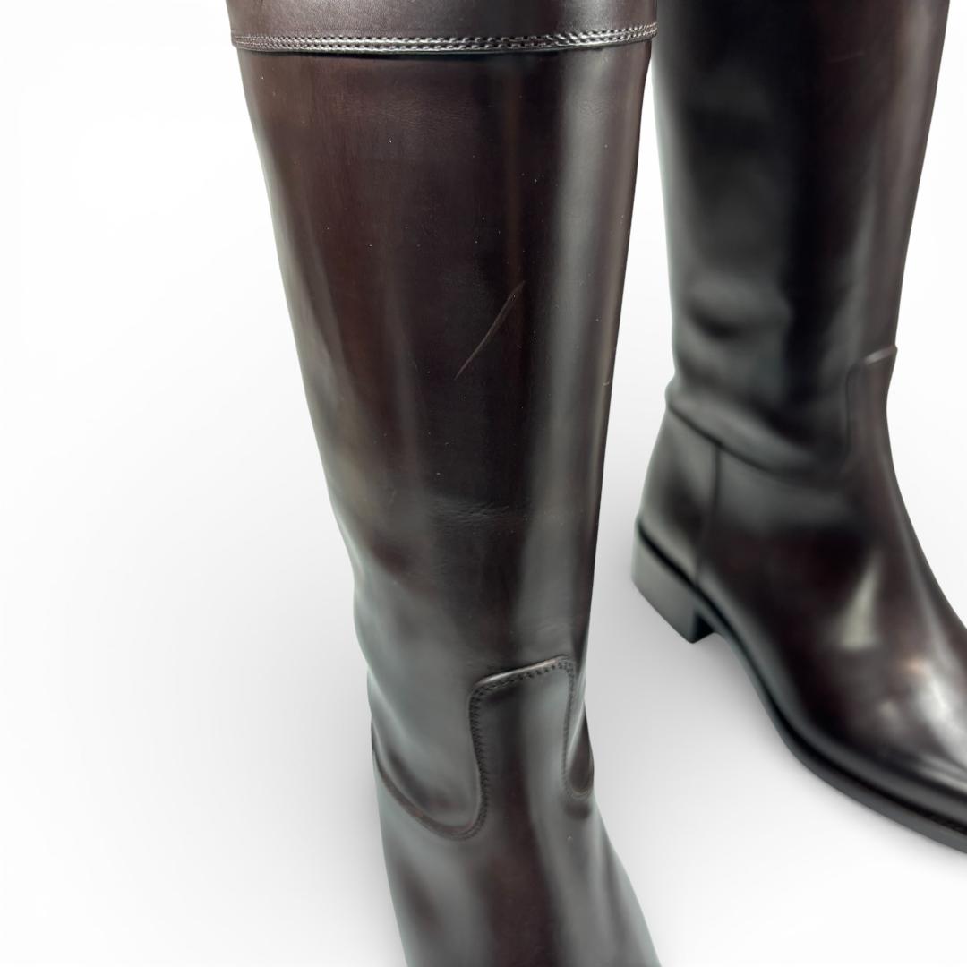 新品級 サルトル ジョッキーブーツ ロングブーツ 36 23cm こげ茶