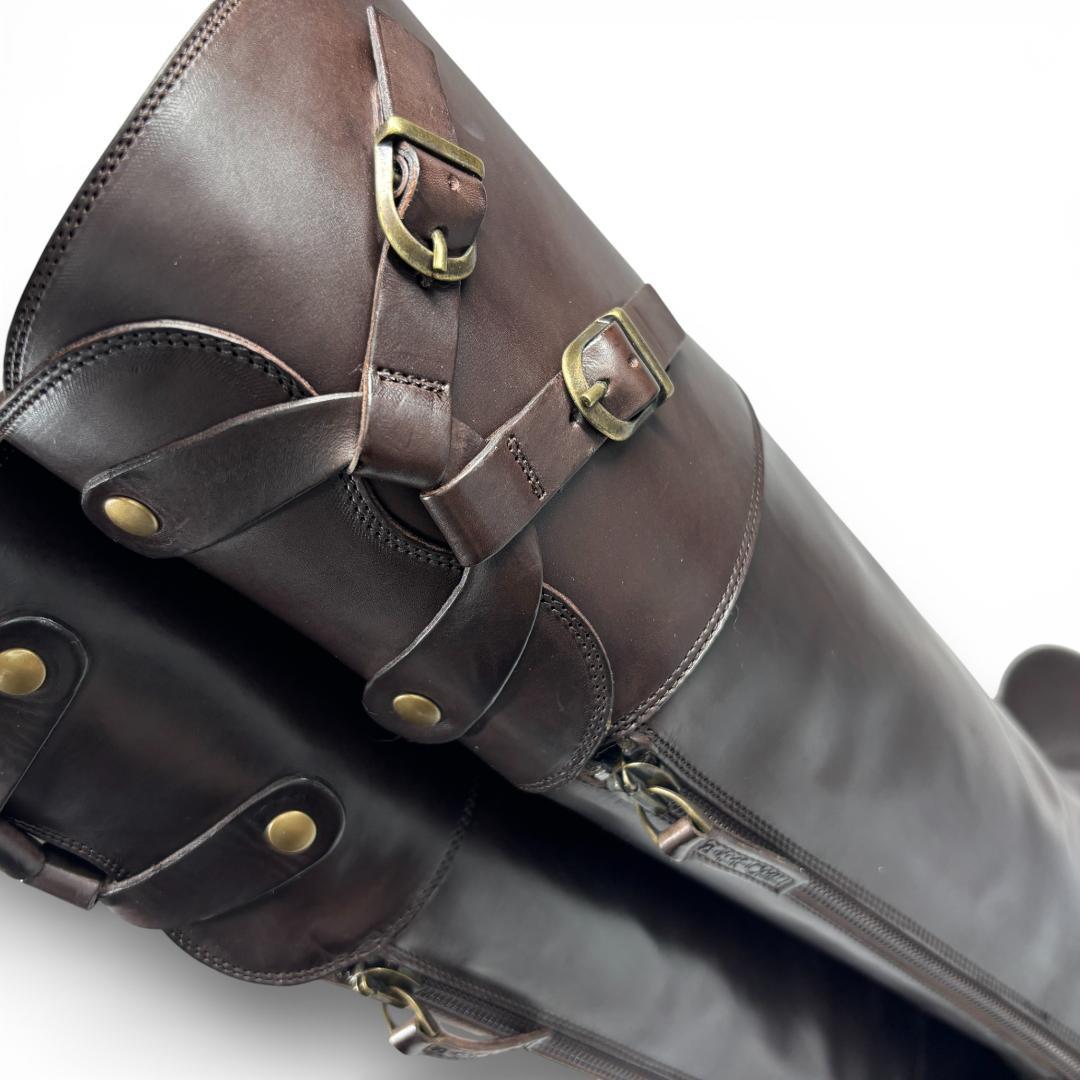 新品級 サルトル ジョッキーブーツ ロングブーツ 36 23cm こげ茶