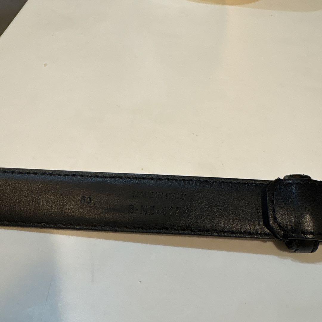 CELINE ブラックレザー ベルト ゴールドバックル