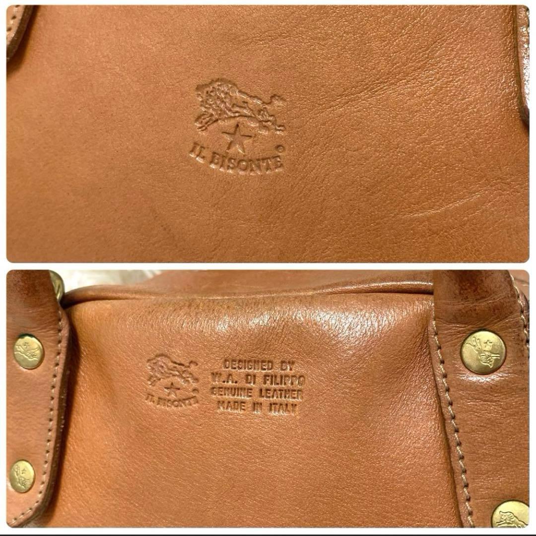 イルビゾンテ　ショルダーバッグ 2way ハンドバッグ　ミニボストン　ヌメ革 茶