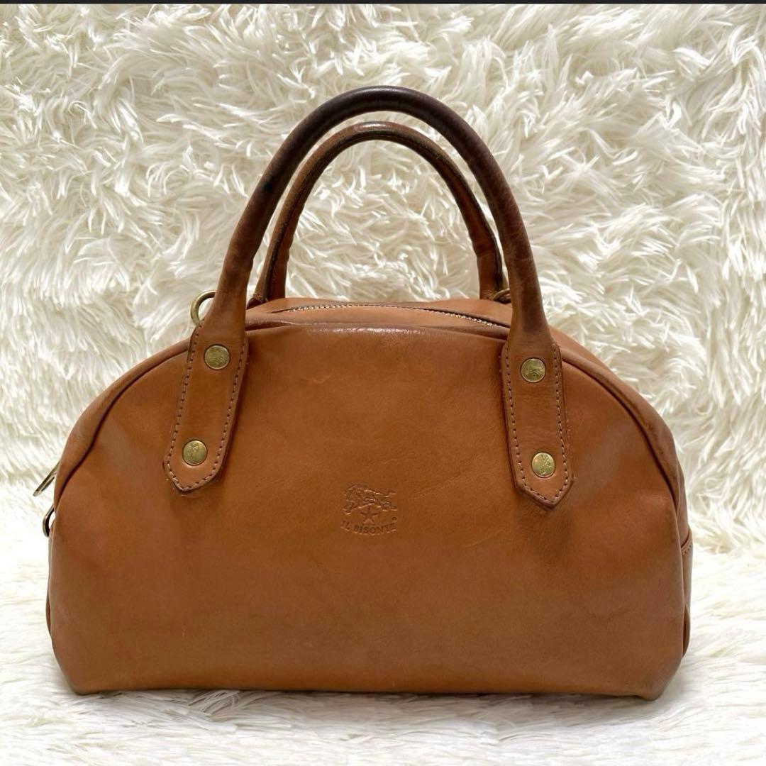 イルビゾンテ　ショルダーバッグ 2way ハンドバッグ　ミニボストン　ヌメ革 茶