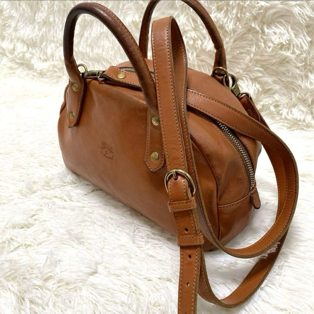 イルビゾンテ　ショルダーバッグ 2way ハンドバッグ　ミニボストン　ヌメ革 茶