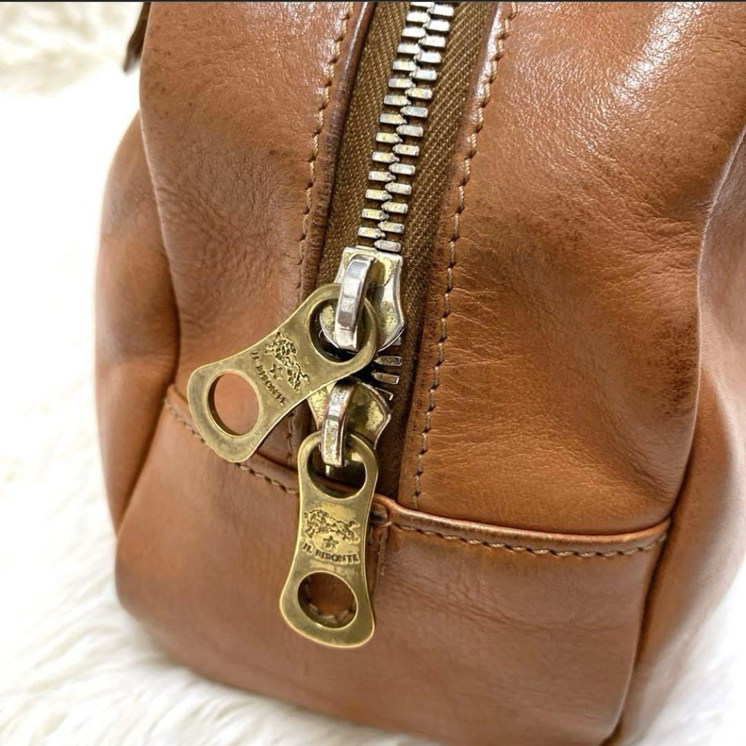 イルビゾンテ　ショルダーバッグ 2way ハンドバッグ　ミニボストン　ヌメ革 茶