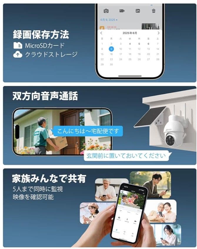 【新品未開封】防犯カメラ　ソーラーパネル　800万画素　ワイヤレス　360°撮影