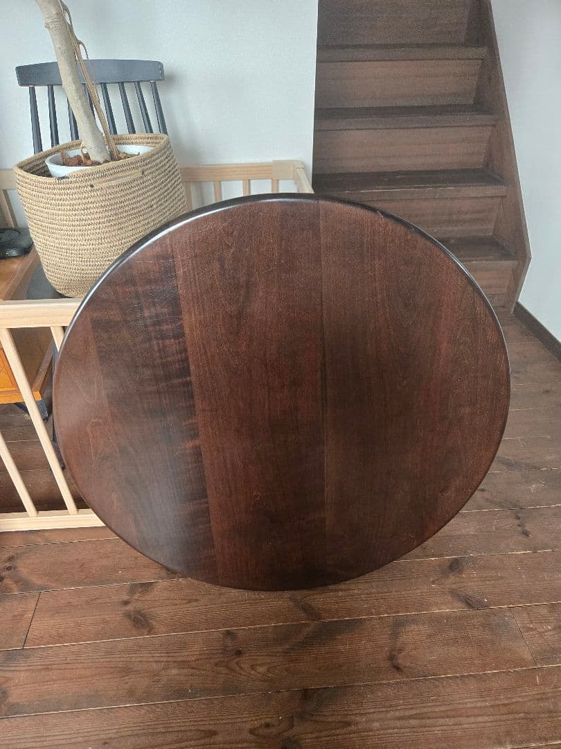 ✨最終お値下げ✨無垢ダークブラウンちゃぶ台75φ・家具工房芽生様製