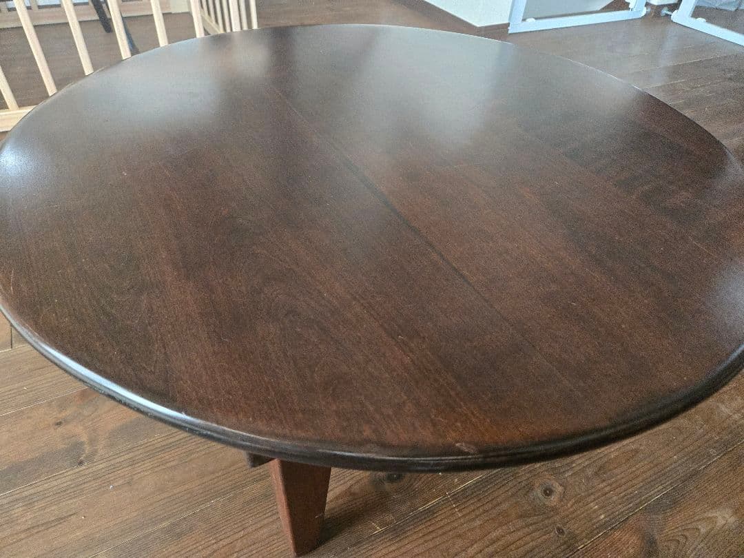 ✨最終お値下げ✨無垢ダークブラウンちゃぶ台75φ・家具工房芽生様製