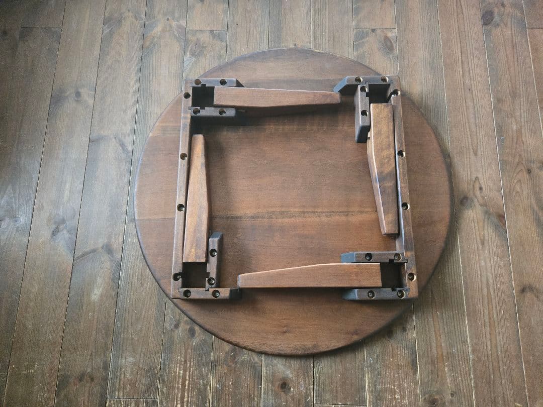 ✨最終お値下げ✨無垢ダークブラウンちゃぶ台75φ・家具工房芽生様製