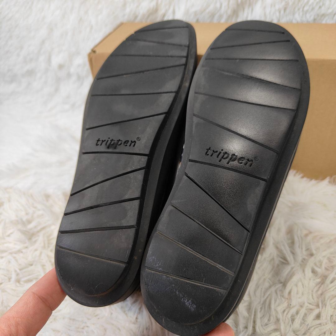 良品　trippen　sound black 40　26cm レザーサンダル