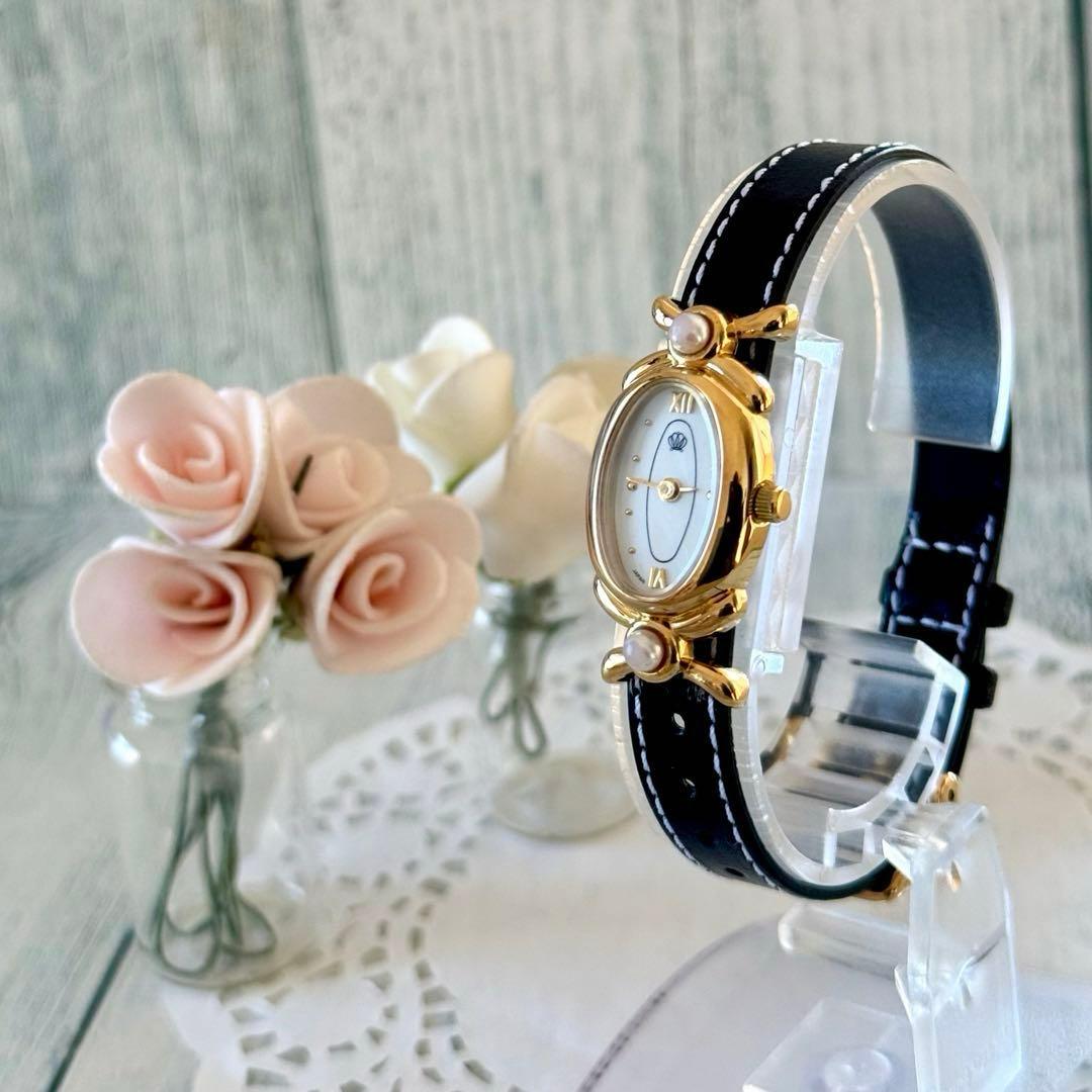 【電池交換済】MIKIMOTO ミキモト 腕時計 パール オーバル調 ゴールド