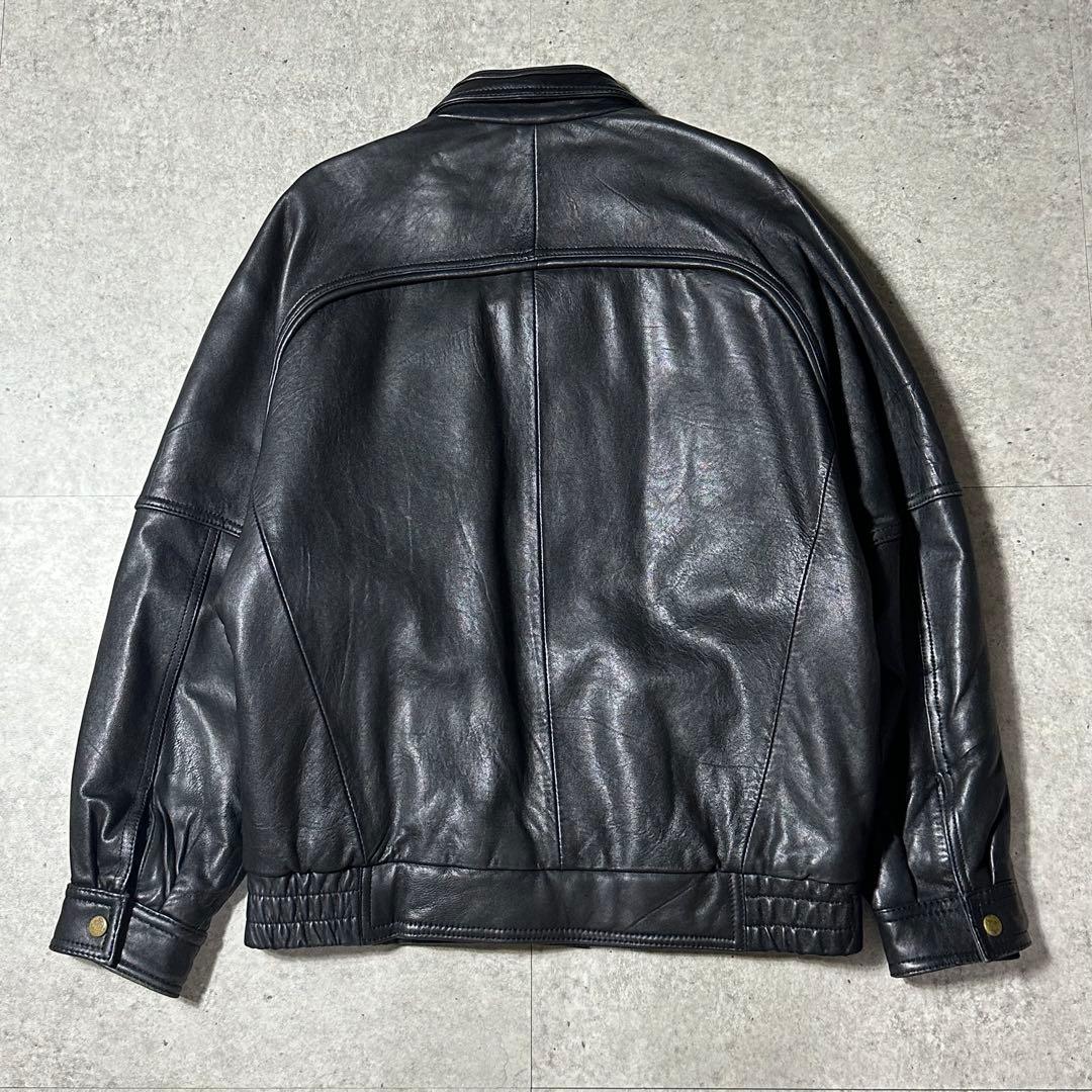美品 Valentino uomo レザー ブルゾン 44 黒 深水光太