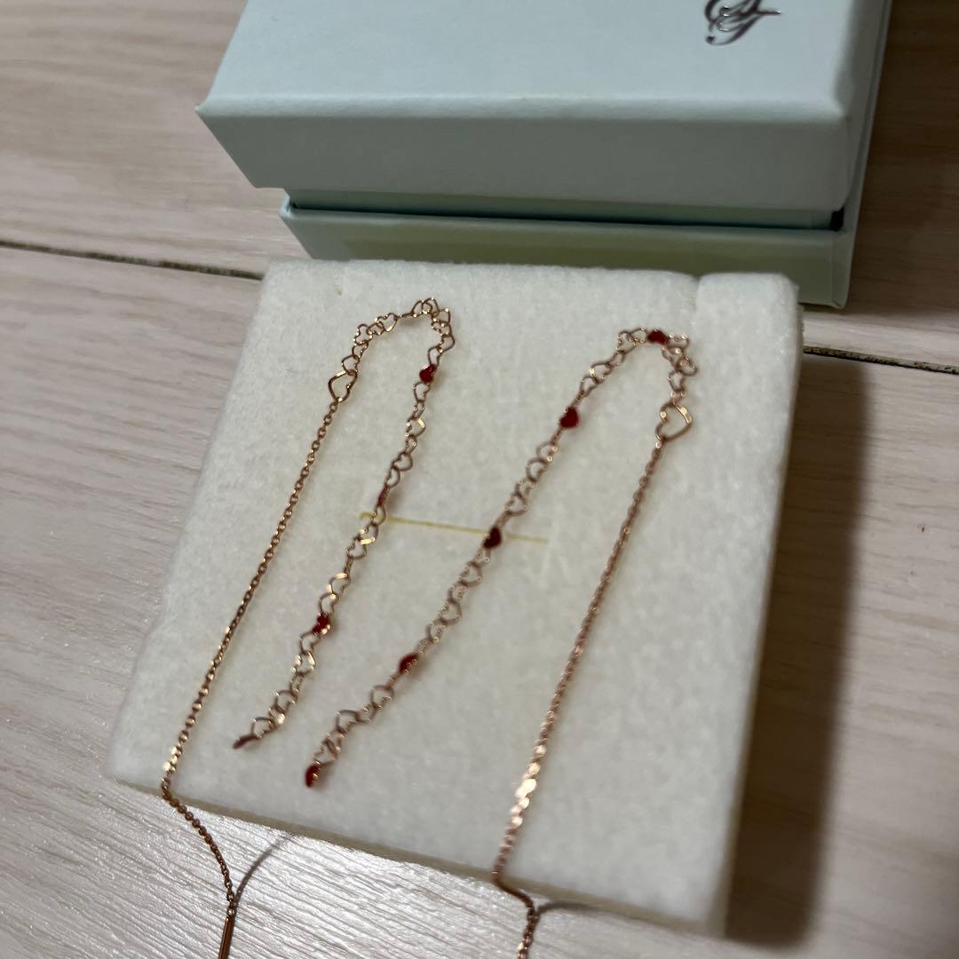 新品　K10 サマンサシルヴァ ゴールド アメリカンピアス ハート　ラブチェーン