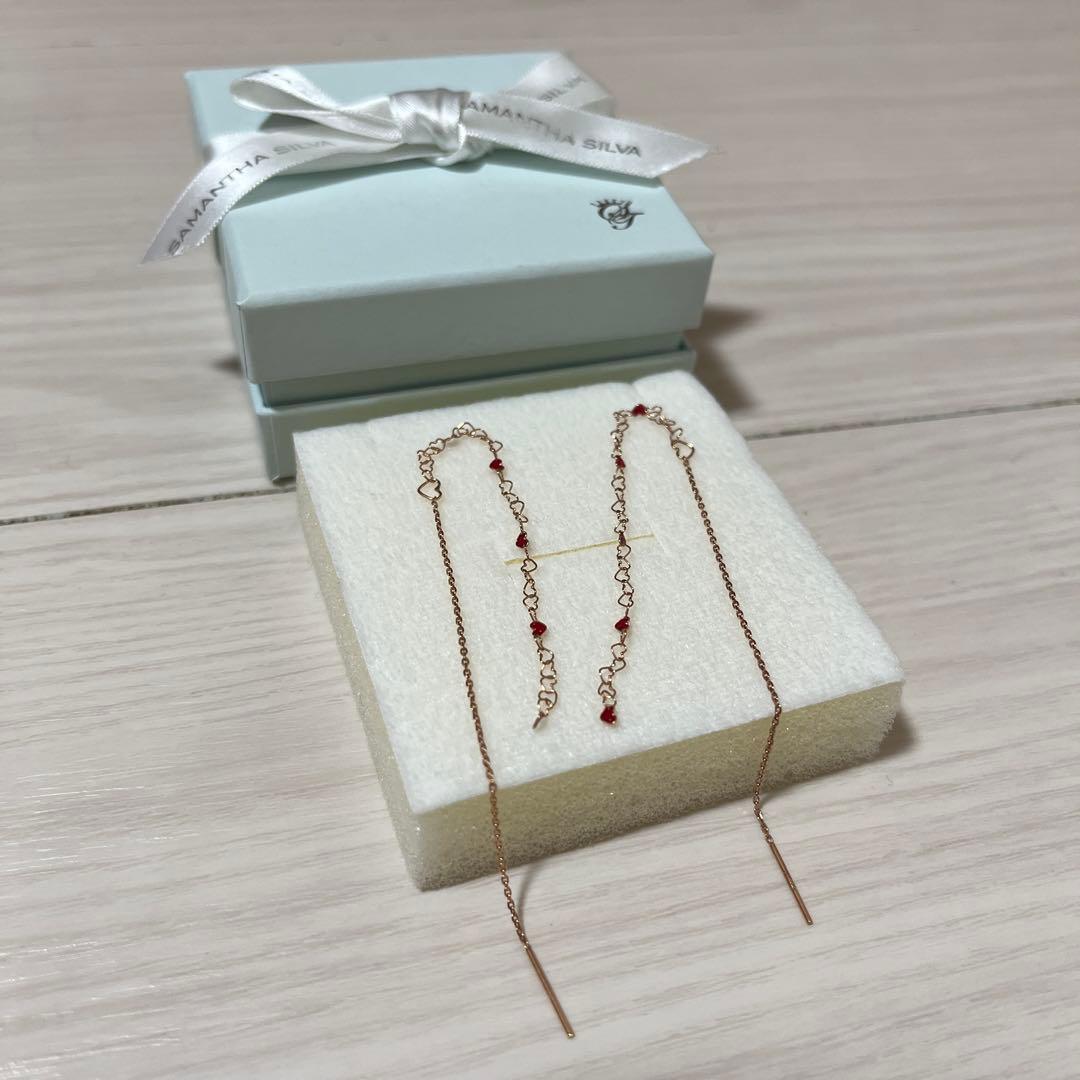 新品　K10 サマンサシルヴァ ゴールド アメリカンピアス ハート　ラブチェーン