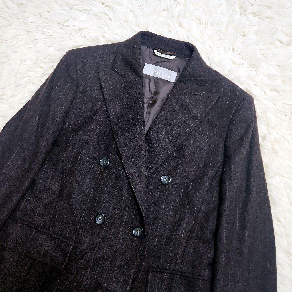 マックスマーラ　銀タグ　イタリア製　ダブルスーツ　ストライプ柄