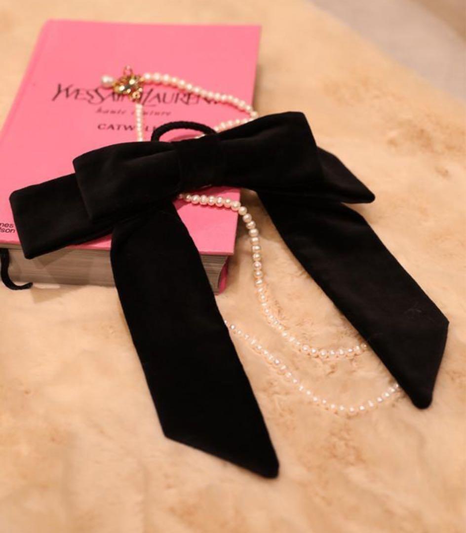 ジェンヌ　日本製別珍リボンヘアーゴム