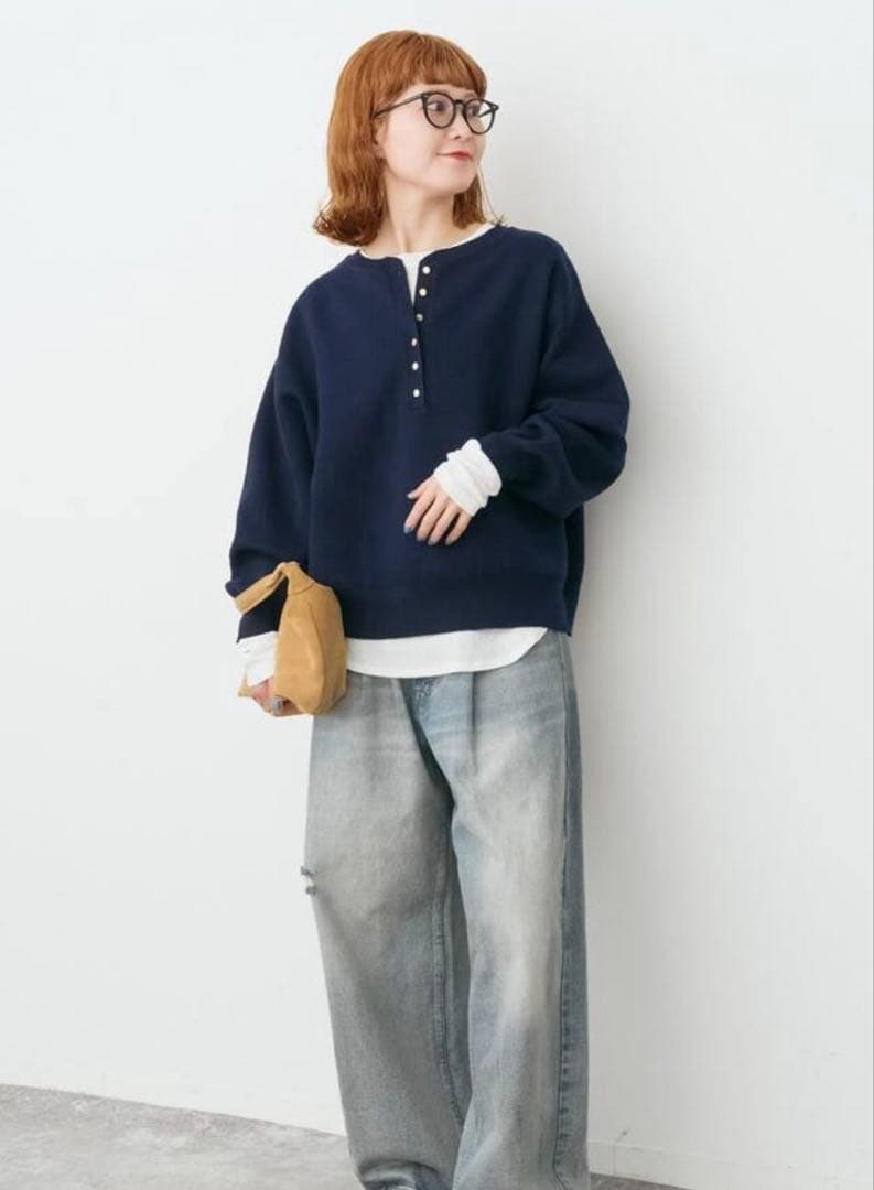 スピックアンドスパン メタルボタンヘンリーネックニット 新品未使用