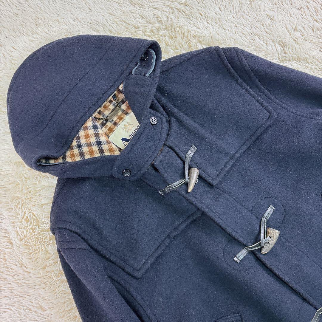 アクアスキュータム　ロンドン　チェック　イギリス製　ダッフルコート　Lサイズ