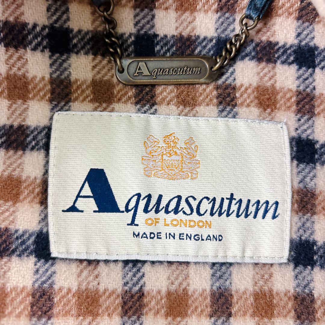 アクアスキュータム　ロンドン　チェック　イギリス製　ダッフルコート　Lサイズ
