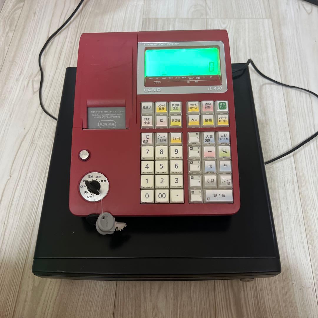 権*六様 CASIO カシオ レジスター TE-400 レッド