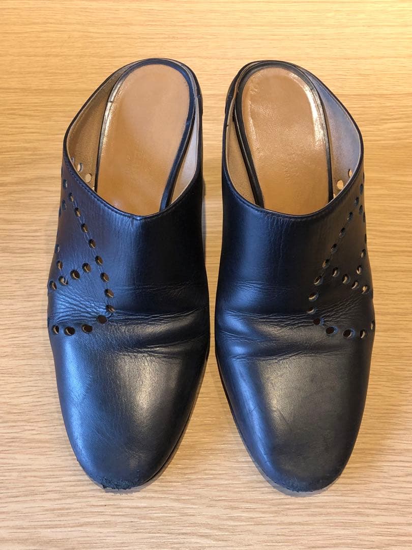 エルメス ミュール レザー ブラック サイズ35 エヴリン レディース ヒール