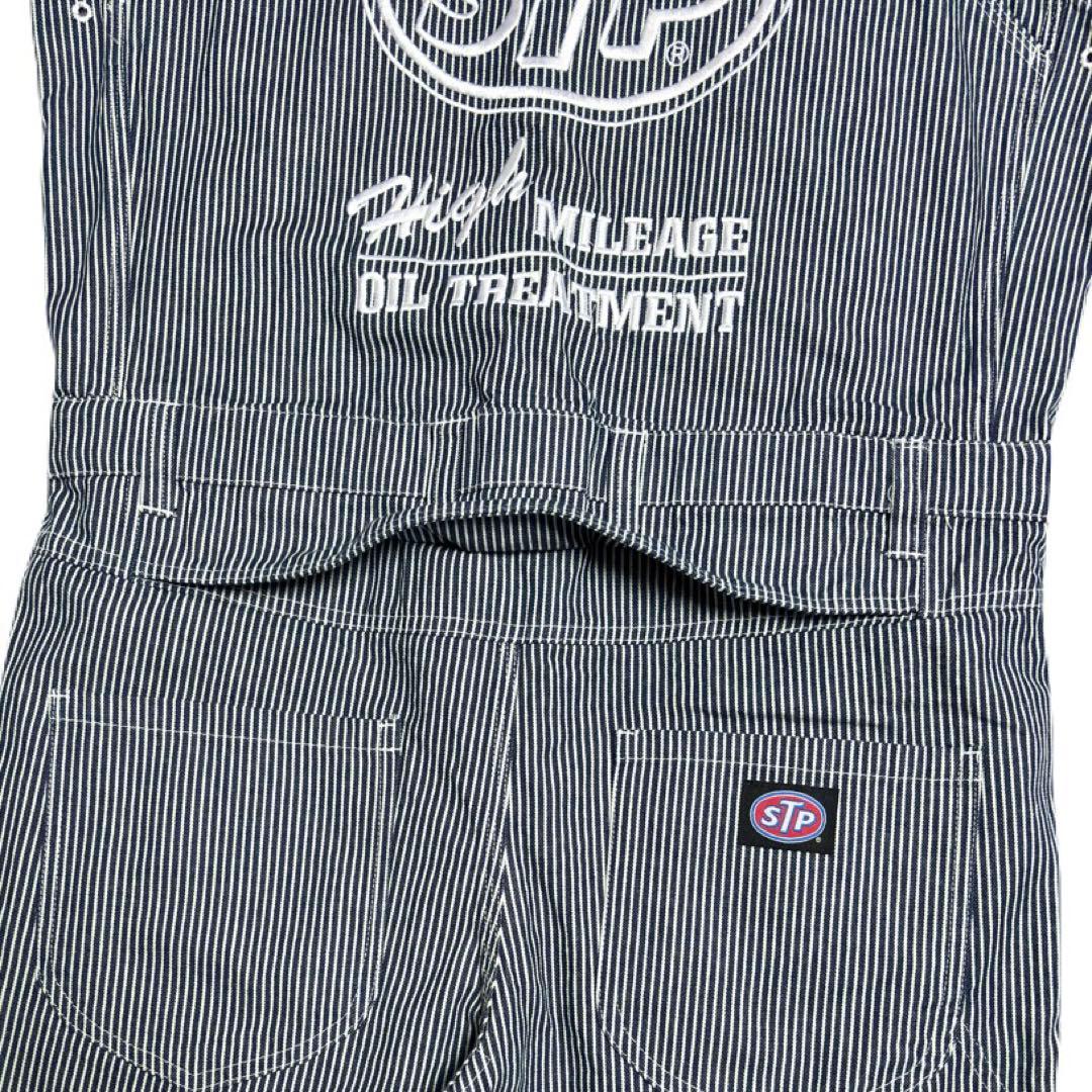 【超美品】STP（エスティーピー）刺繍ロゴ ヒッコリーカバーオール 長袖ツナギ