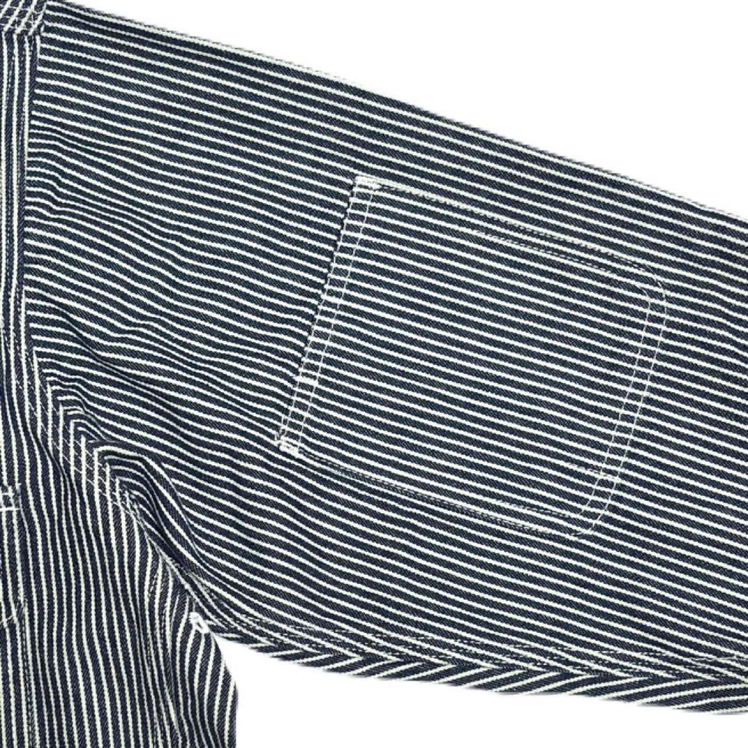 【超美品】STP（エスティーピー）刺繍ロゴ ヒッコリーカバーオール 長袖ツナギ