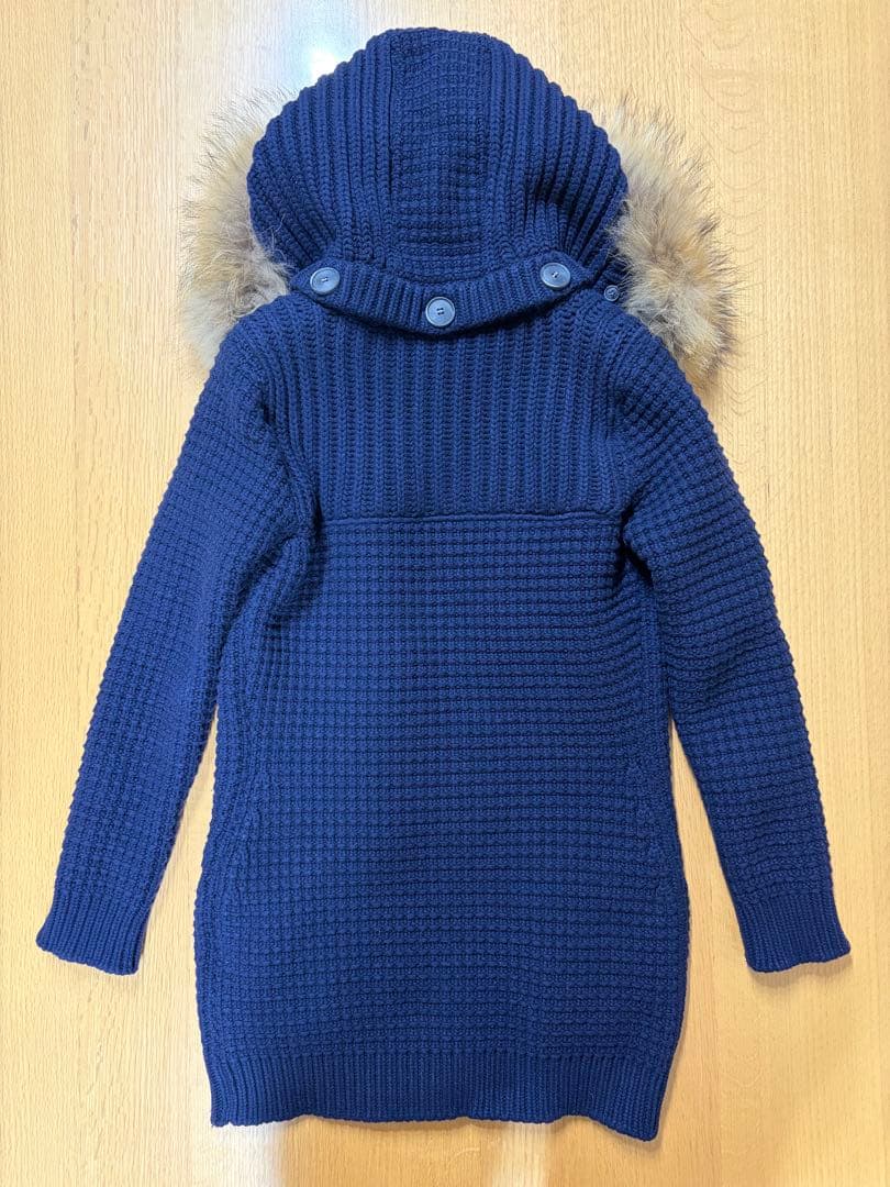 Bark バーク ファー付き ネイビー 圧縮ニット ダッフルコート 日本サイズM