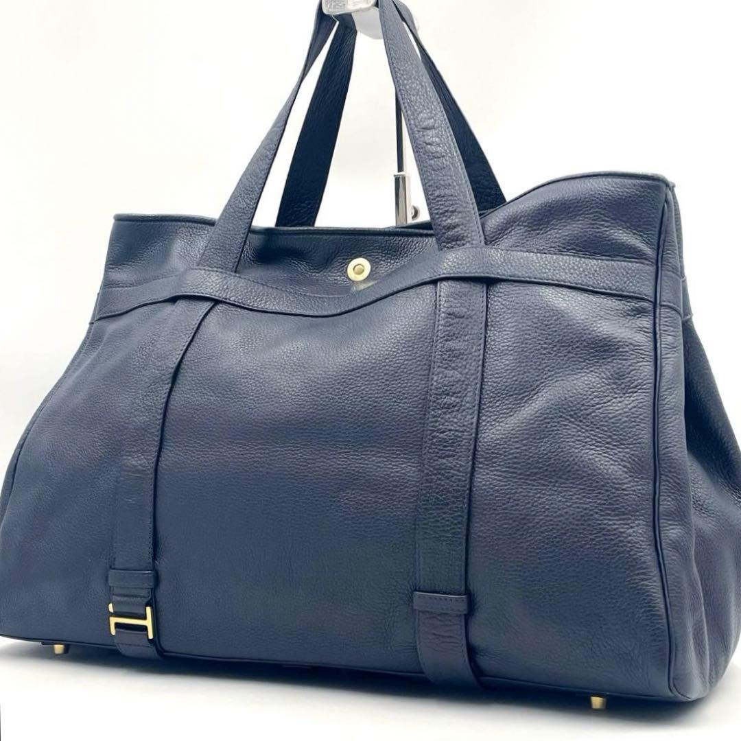 極美品 シセイ アルカンターラトートバッグ 肩掛け A4 スエード ネイビー