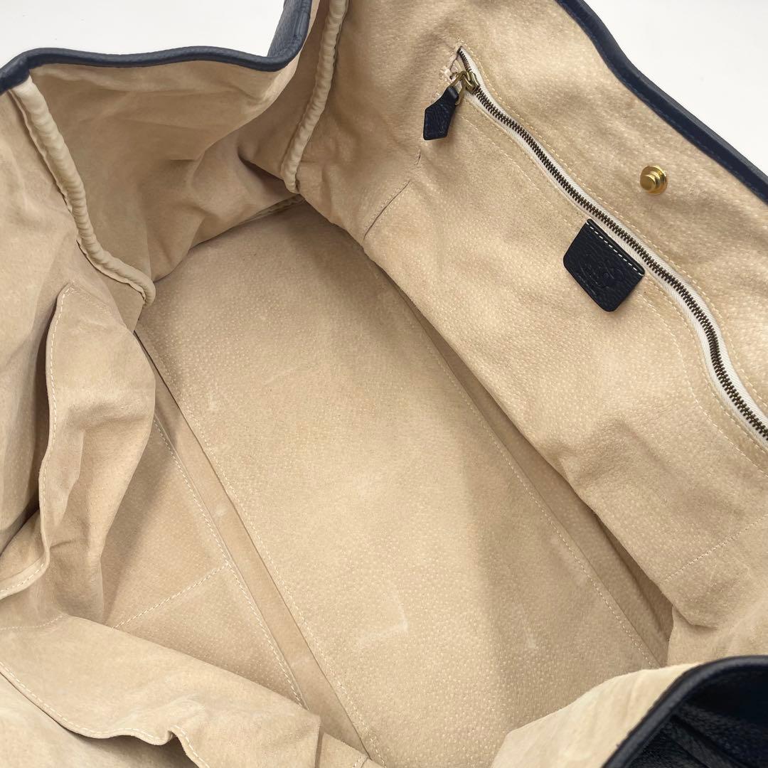 極美品 シセイ アルカンターラトートバッグ 肩掛け A4 スエード ネイビー