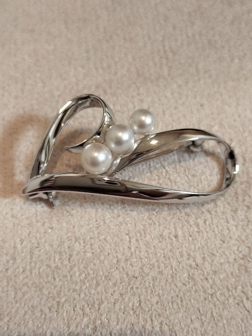 【MIKIMOTO】ミキモト　アコヤ　本真珠　パール　ブローチ　シルバー