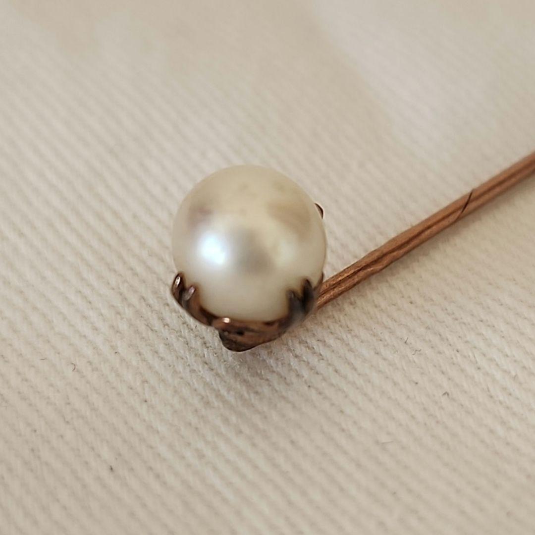 イギリスアンティーク　パールつきスティックピン9金　ヴィクトリア時代
